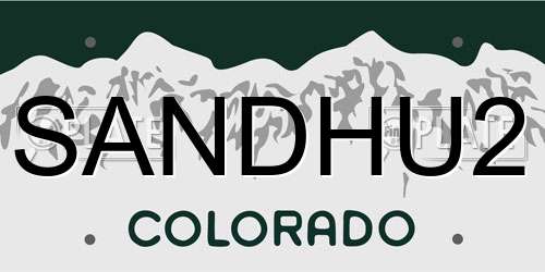 SANDHU2 Colorado License Plate
