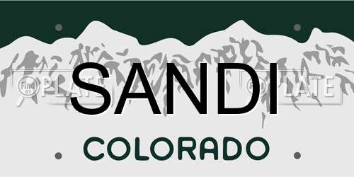 SANDI Colorado License Plate