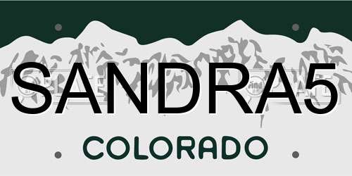 SANDRA5 Colorado License Plate