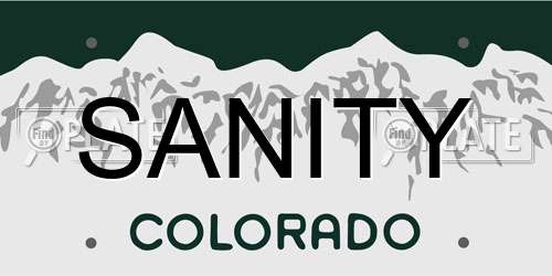 SANITY Colorado License Plate