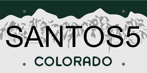 SANTOS5 Colorado License Plate