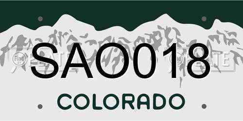 SAO018 Colorado License Plate