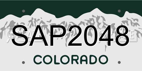 SAP2048 Colorado License Plate