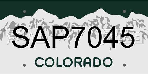 SAP7045 Colorado License Plate