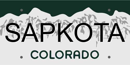 SAPKOTA Colorado License Plate