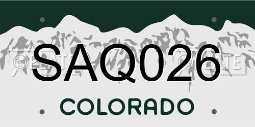 SAQ026 Colorado License Plate