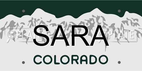 SARA Colorado License Plate