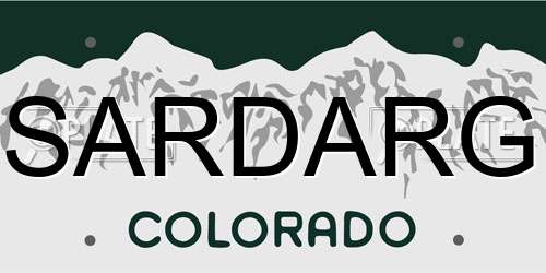 SARDARG Colorado License Plate