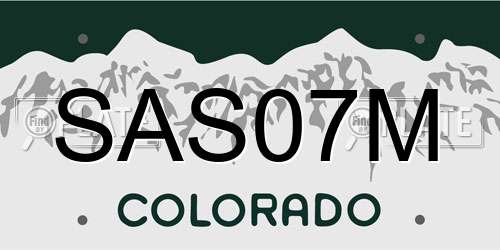 SAS07M Colorado License Plate