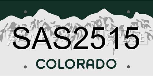SAS2515 Colorado License Plate