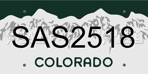 SAS2518 Colorado License Plate