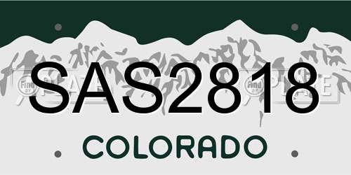 SAS2818 Colorado License Plate