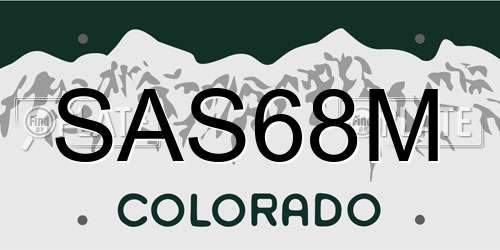 SAS68M Colorado License Plate
