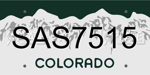 SAS7515 Colorado License Plate