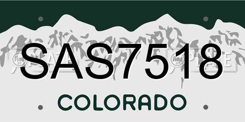 SAS7518 Colorado License Plate