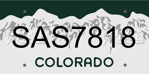 SAS7818 Colorado License Plate