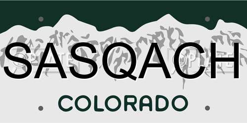 SASQACH Colorado License Plate