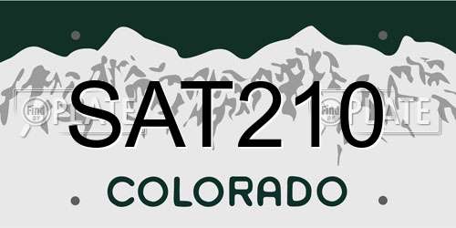SAT210 Colorado License Plate