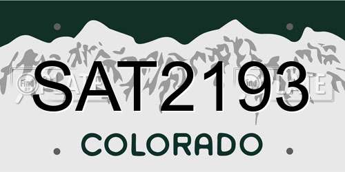 SAT2193 Colorado License Plate