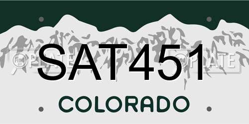 SAT451 Colorado License Plate