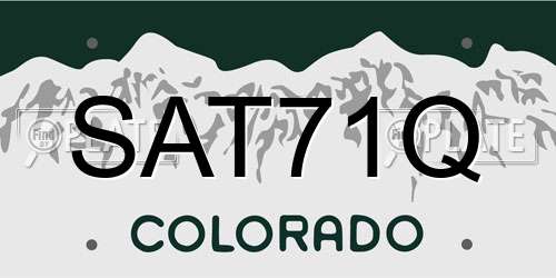 SAT71Q Colorado License Plate