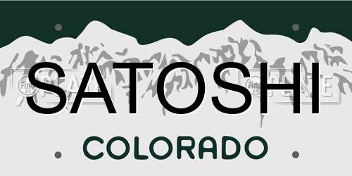 SATOSHI Colorado License Plate
