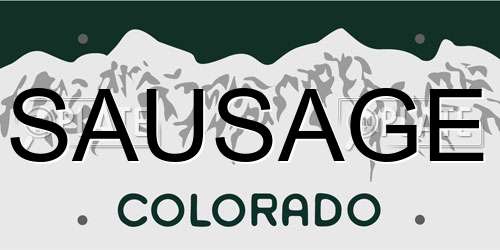 SAUSAGE Colorado License Plate