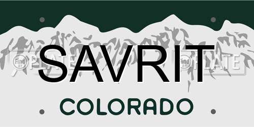 SAVRIT Colorado License Plate