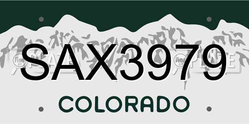 SAX3979 Colorado License Plate