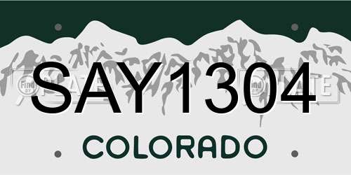 SAY1304 Colorado License Plate