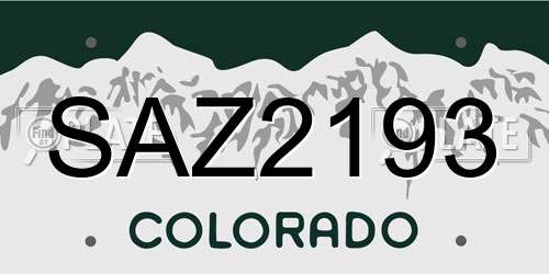 SAZ2193 Colorado License Plate