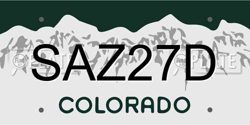 SAZ27D Colorado License Plate