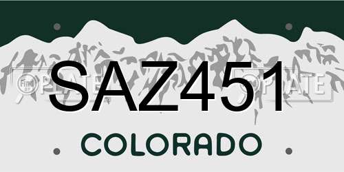 SAZ451 Colorado License Plate