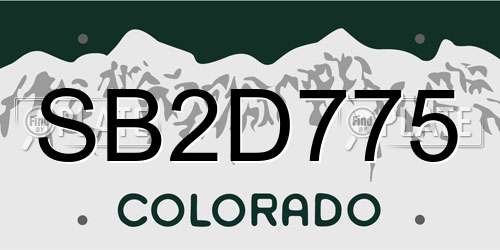 SB2D775 Colorado License Plate