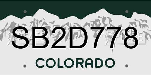 SB2D778 Colorado License Plate