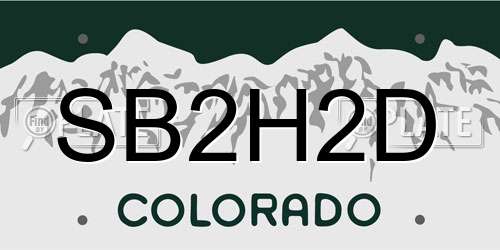 SB2H2D Colorado License Plate