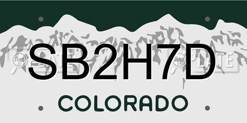 SB2H7D Colorado License Plate