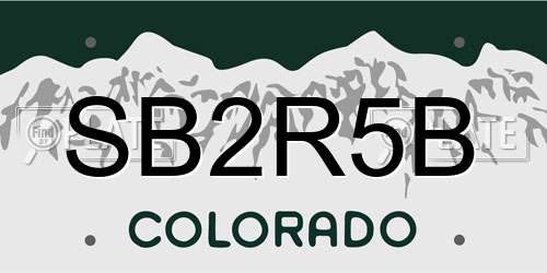 SB2R5B Colorado License Plate