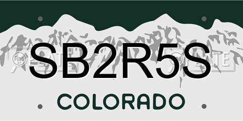 SB2R5S Colorado License Plate