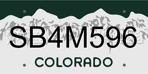 SB4M596 Colorado License Plate
