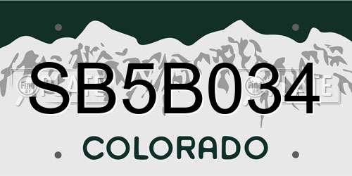 SB5B034 Colorado License Plate