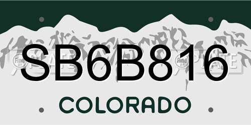 SB6B816 Colorado License Plate