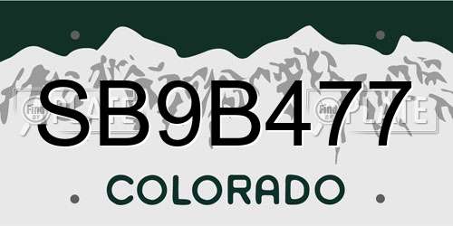 SB9B477 Colorado License Plate