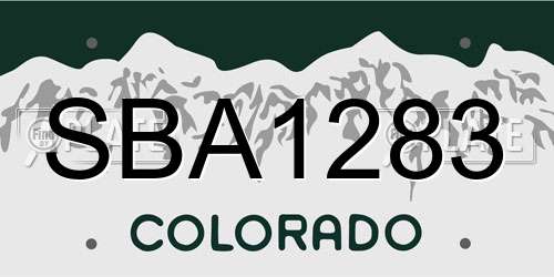SBA1283 Colorado License Plate