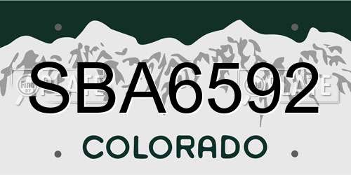SBA6592 Colorado License Plate