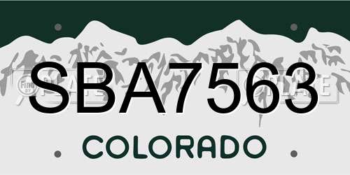 SBA7563 Colorado License Plate
