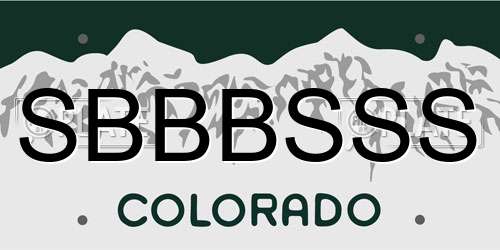 SBBBSSS Colorado License Plate