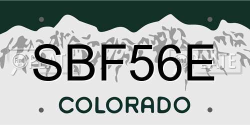 SBF56E Colorado License Plate