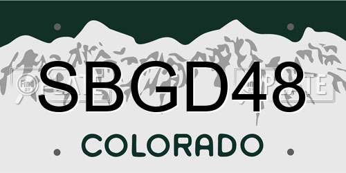 SBGD48 Colorado License Plate