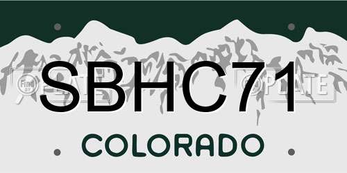 SBHC71 Colorado License Plate